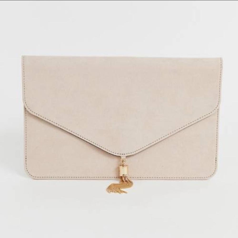 Asos Design Envelope Clutch with Gold Tassel -NWOT